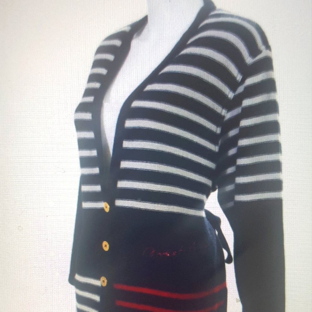 Gorgeous Sonia Rykiel multi color belted cardigan, size 38, EPC!